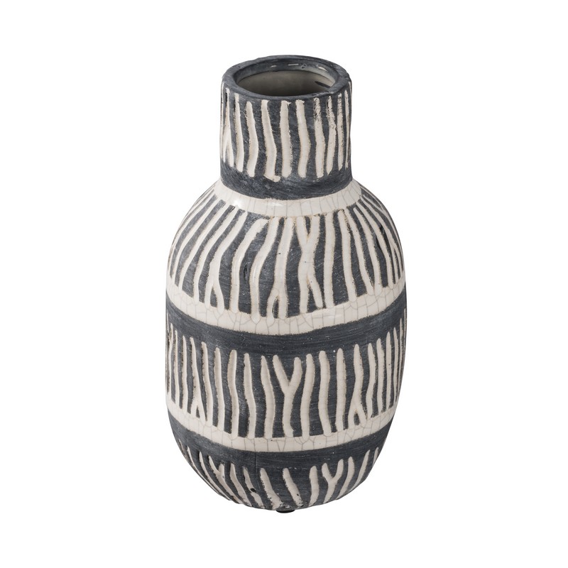 Artekko Artekko Candia Κεραμικό Βάζο σε Άσπρο με Γκρι (12.5x12.5x22)cm 1705