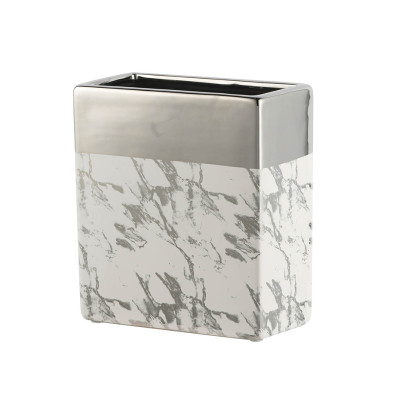 Artekko Artekko Silver Κεραμικό Βάζο σε Λευκό με Ασημί (17.5x9x19)cm 1855