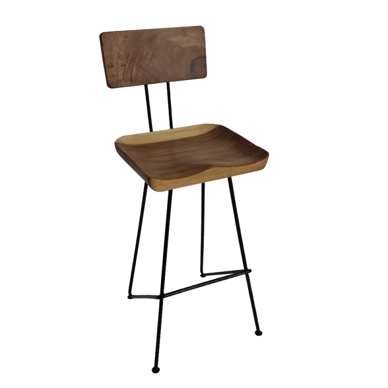 Artekko Artekko Munggur Ξύλινο Σαμπό Μπαρ σε Φυσική Απόχρωση με Μαύρο Μεταλλικό Σκελετό (43x40x110)cm 201-0481