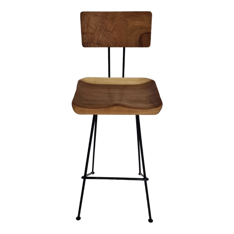 Artekko Artekko Munggur Ξύλινο Σαμπό Μπαρ σε Φυσική Απόχρωση με Μαύρο Μεταλλικό Σκελετό (43x40x110)cm 201-0481