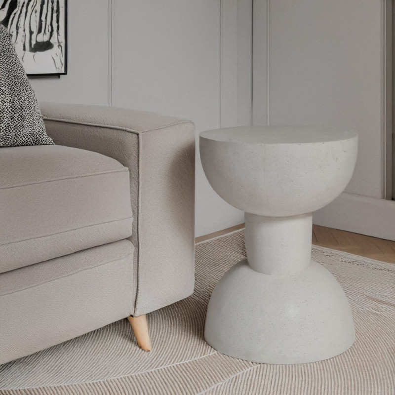 Artekko Artekko Solid Λευκό Βοηθητικό Τραπέζι από Terrazzo (51x51x70)cm 201-0492