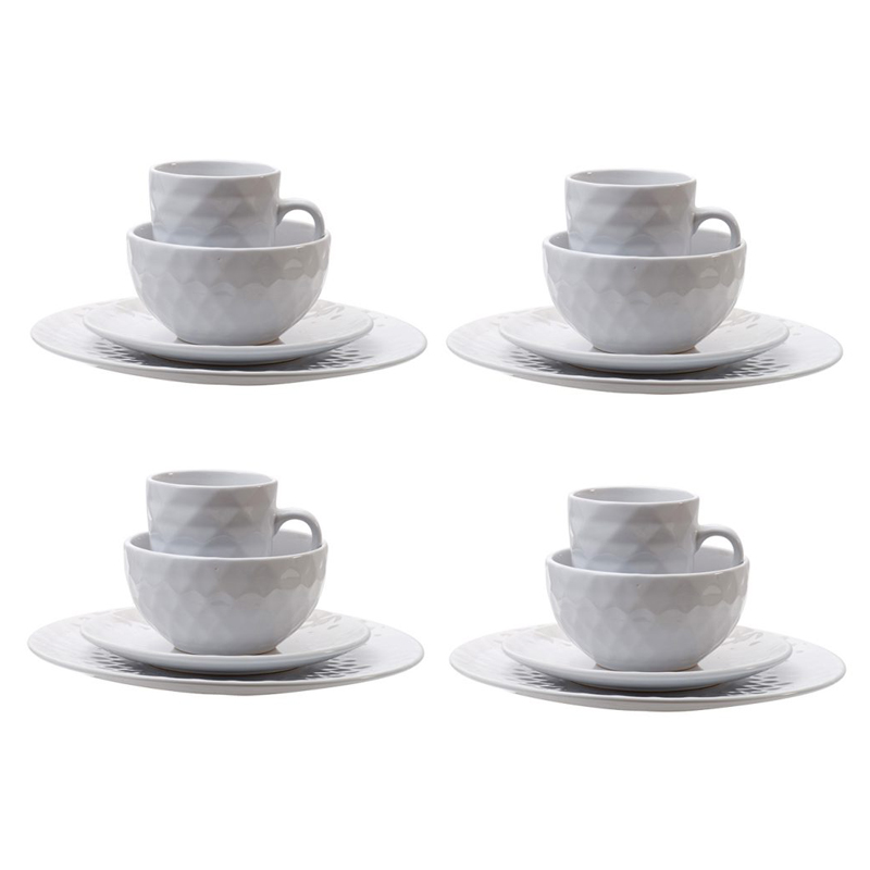 Artekko Artekko Dinnerware Λευκό Κεραμικό Σερβίτσιο Φαγητού (27x27x2)cm 16pcs 2137-CREA-DS