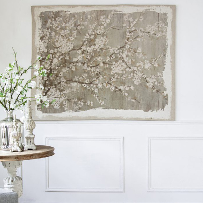 Artekko Artekko Blossom MDF Μπεζ Πίνακας σε Καμβά με Άνθη Κερασιάς (121.9x3.8x152.4)cm 32231
