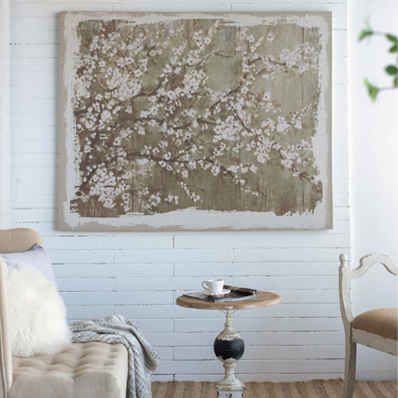 Artekko Artekko Blossom MDF Μπεζ Πίνακας σε Καμβά με Άνθη Κερασιάς (121.9x3.8x152.4)cm 32231