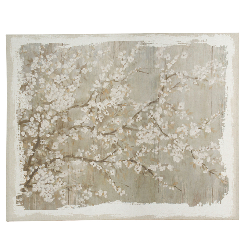 Artekko Artekko Blossom MDF Μπεζ Πίνακας σε Καμβά με Άνθη Κερασιάς (121.9x3.8x152.4)cm 32231