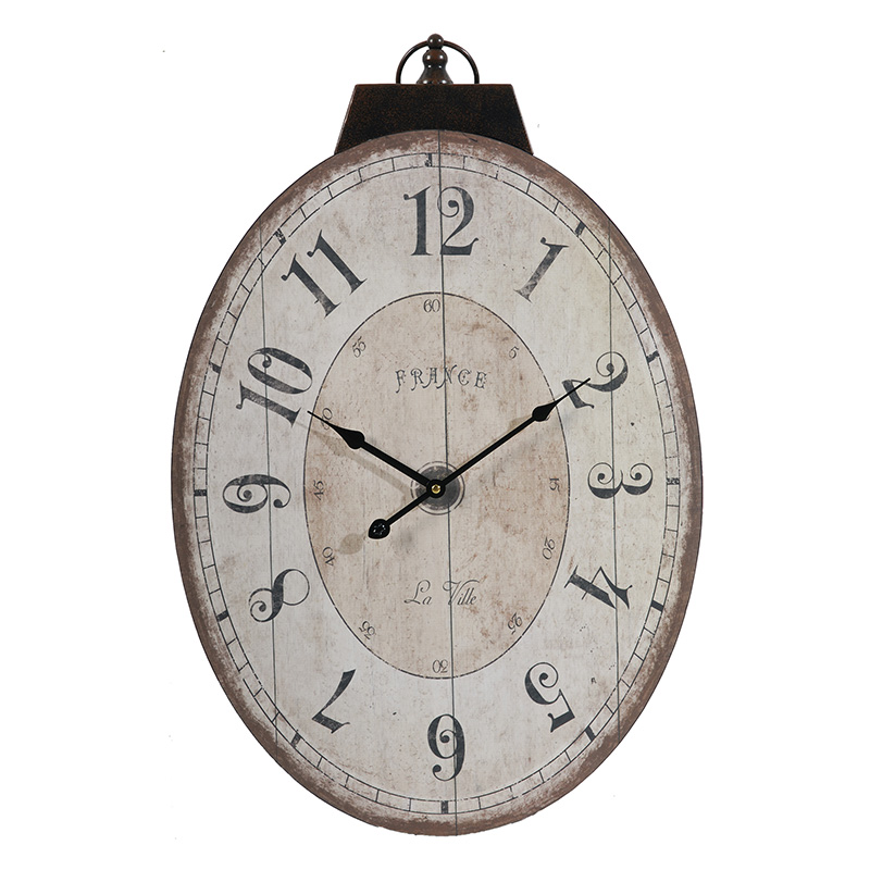 Artekko Artekko Clock Οβάλ Μπεζ Ρολόι Τοίχου MDF (45x3.1x73.7)cm 35002