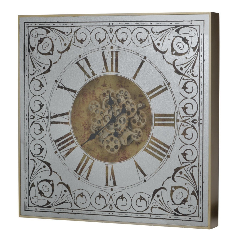 Artekko Artekko Clock Ρολόι Τοίχου με Καθρέφτη MDF Γυαλί Χρυσό Ασημί (82x10x82)cm 38536-5