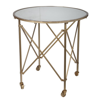 Artekko Artekko Zuri Τραπέζι Βοηθητικό με Ροδάκια Μεταλλικό Χρυσό (75x75x77)cm 40687
