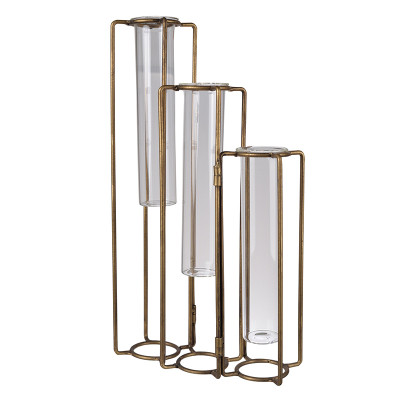 Artekko Artekko Pedestal Χρυσό Ασύμμετρο Μεταλλικό Βάζο (21.5x7x38.8)cm 41119