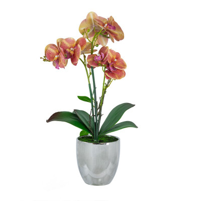 Artekko Artekko Orchid Τεχνητή Ορχιδέα σε Ασημί Κασπώ (26x13x60)cm 420026-AB