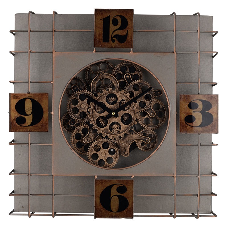 Artekko Artekko Clock Μεταλλικό Μπρονζέ Ρολόι Τοίχου με Γρανάζια (49x10x49)cm 42153