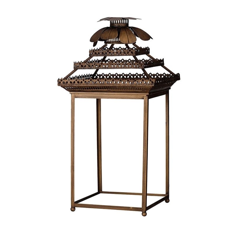 Artekko Artekko Clussic Μεταλλικό Φαναράκι με Τζάμι (40x40x80)cm 43947-DS