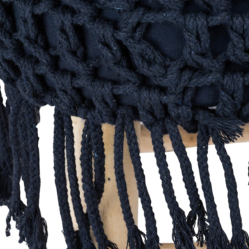 Artekko Artekko Droors Σκαμπώ Μικρό με Χειροποίητο Κάλυμμα (28x28x40)cm 44204-NAVY