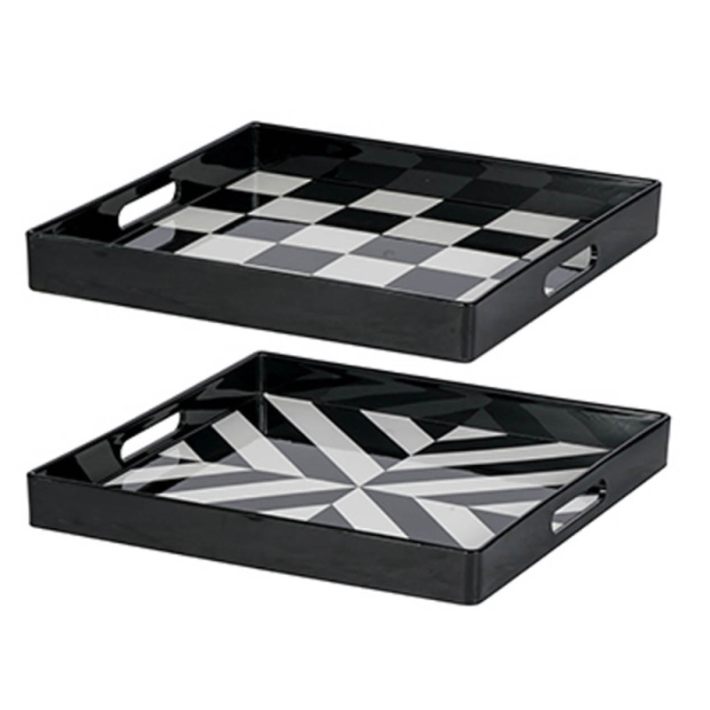 Artekko Artekko Tray Δίσκος Σερβιρίσματος Πλαστικό Aσπρόμαυρο (35x35x4)cm Σετ/2 44280