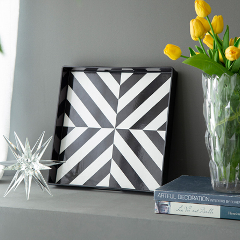 Artekko Artekko Tray Δίσκος Σερβιρίσματος Πλαστικό Aσπρόμαυρο (35x35x4)cm Σετ/2 44280