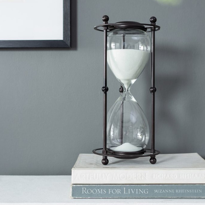 Artekko Artekko Hourglass Διακοσμητική Κλεψύδρα σε Μαύρη Μεταλλική Βάση με Λευκή Άμμο (15.8x15.8x33)cm 44360-WHIT