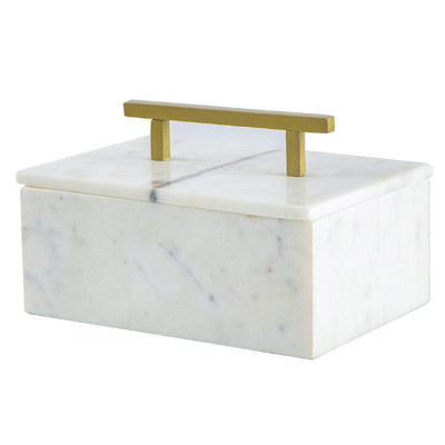 Artekko Artekko Marble Box Κοσμηματοθήκη Κουτί Διακοσμητικό Μάρμαρο Μέταλλο Λευκό Χρυσό (18x12.5x11)cm 44643