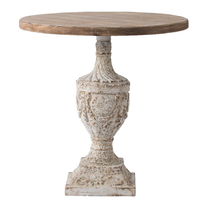 Artekko Artekko Alcott Βοηθητικό Τραπέζι από Ξύλο Ελάτης και Μαγνήσιο σε Λευκή Πατίνα (76.2x76.2x78.7)cm 44955