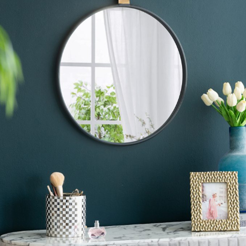 Artekko Artekko Mirror Μαύρος Μεταλλικός Καθρέπτης Τοίχου με Χρυσές Λεπτομέρειες (50x2x58)cm 45258