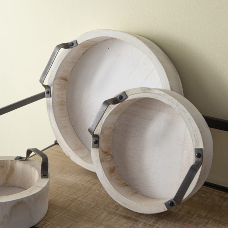 Artekko Artekko Paulownia Wood Δίσκος Διακοσμητικός Ξύλο Μέταλλο σε Φυσική Απόχρωση (35x35x9)cm Σετ/5 45686