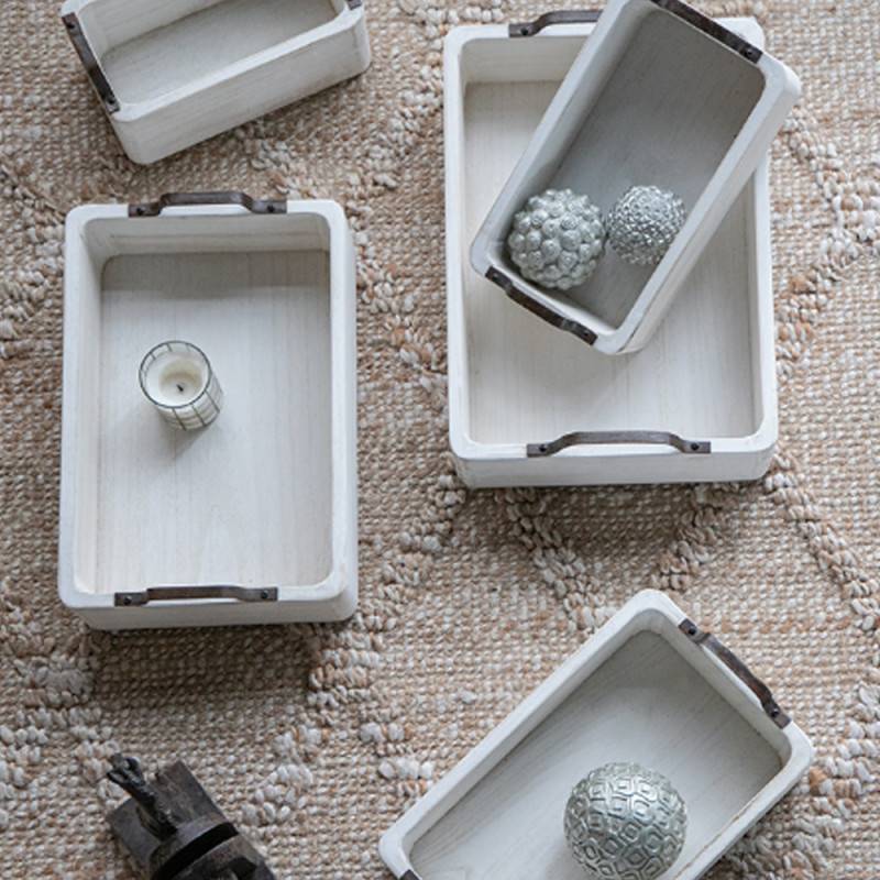 Artekko Artekko Paulownia Wood Διακοσμητικοί Δίσκοι από Ξύλο και Μέταλλο σε Φυσική Απόχρωση (50x35x14)cm (44.5x30.5x14)cm (40.6x26.7x14)cm (35.5x20.3x14)cm (30.5x15.2x14)cm 5pcs 45692