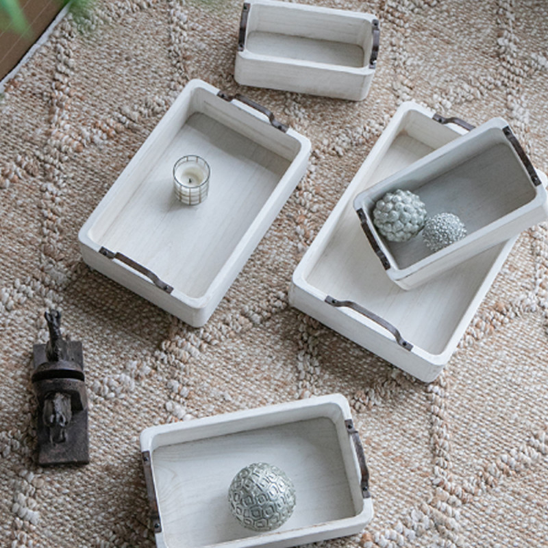 Artekko Artekko Paulownia Wood Διακοσμητικοί Δίσκοι από Ξύλο και Μέταλλο σε Φυσική Απόχρωση (50x35x14)cm (44.5x30.5x14)cm (40.6x26.7x14)cm (35.5x20.3x14)cm (30.5x15.2x14)cm 5pcs 45692