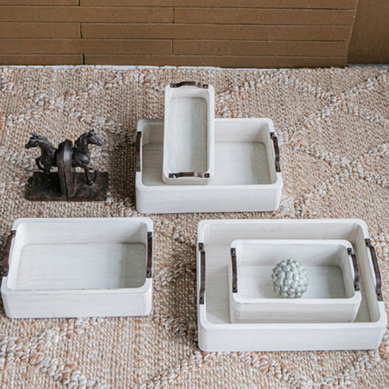 Artekko Artekko Paulownia Wood Διακοσμητικοί Δίσκοι από Ξύλο και Μέταλλο σε Φυσική Απόχρωση (50x35x14)cm (44.5x30.5x14)cm (40.6x26.7x14)cm (35.5x20.3x14)cm (30.5x15.2x14)cm 5pcs 45692