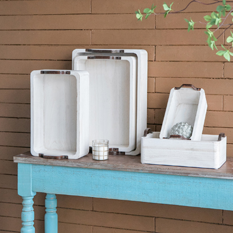 Artekko Artekko Paulownia Wood Διακοσμητικοί Δίσκοι από Ξύλο και Μέταλλο σε Φυσική Απόχρωση (50x35x14)cm (44.5x30.5x14)cm (40.6x26.7x14)cm (35.5x20.3x14)cm (30.5x15.2x14)cm 5pcs 45692