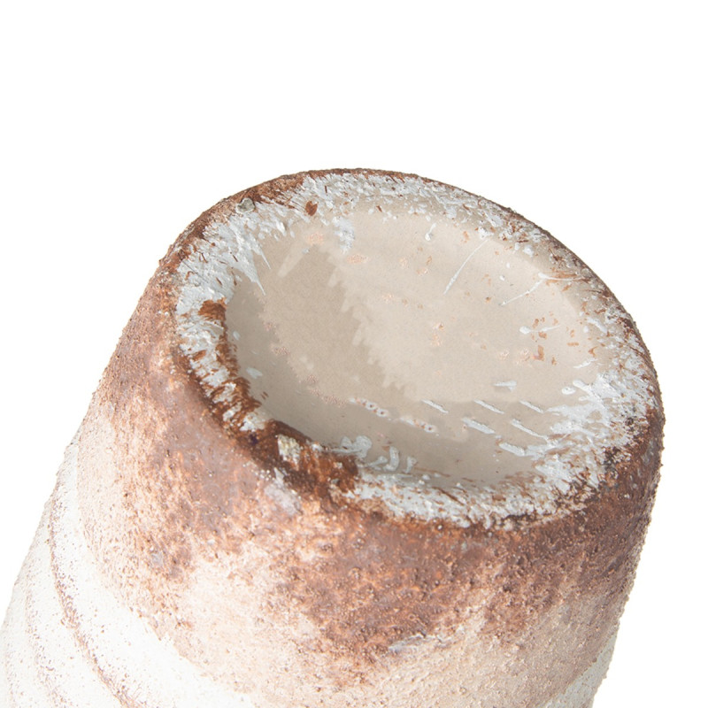 Artekko Artekko Antique Λευκό Κεραμικό Βάζο με Καφέ Λεπτομέρειες (12.7x12.7x28.4)cm 460186