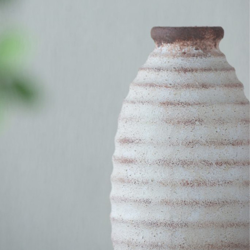 Artekko Artekko Antique Λευκό Κεραμικό Βάζο με Καφέ Λεπτομέρειες (12.7x12.7x28.4)cm 460186