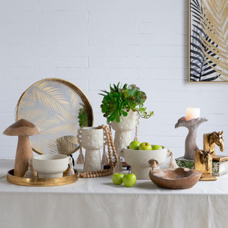 Artekko Artekko Cement Μπεζ Τσιμεντένιο Κηροπήγιο σε Σχήμα Μανιταριού (18x15.5x23.5)cm 460265