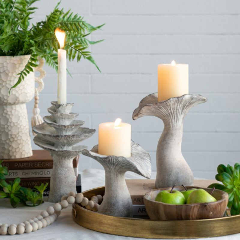 Artekko Artekko Cement Κηροπήγιο σε Σχήμα Μανιταριού Τσιμεντένιο Μπεζ (16.5x16x25.5)cm 460266