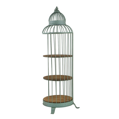 Artekko Artekko Birdcage Ραφιέρα Κλουβί με 3 Ξύλινα MDF Ράφια και Μεταλλικό Σκελετό σε Πράσινη Πατίνα (66x61x169) 47489