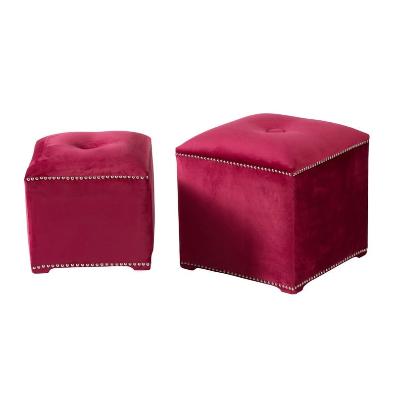 Artekko Artekko Thopsam Σκαμπώ Βελούδινο Σετ/2 (48x48x48)cm 48011