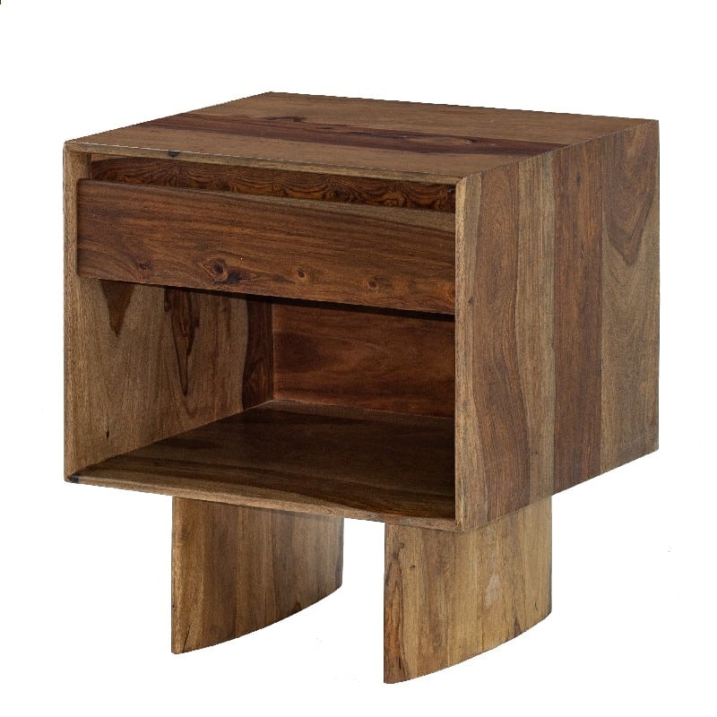 Artekko Artekko Egeg Ξύλινο Μασίφ Κομοδίνο σε Καφέ Απόχρωση (50x43x58)cm 48416