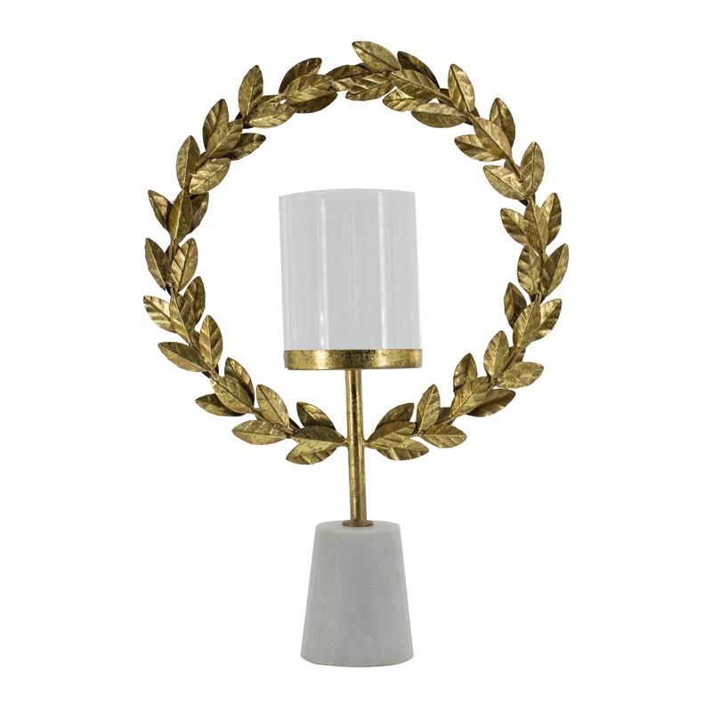 Artekko Artekko Gela Διακοσμητικό Κηροπήγιο Μάρμαρο Γυαλί Χρυσό (36x9x50)cm 48503