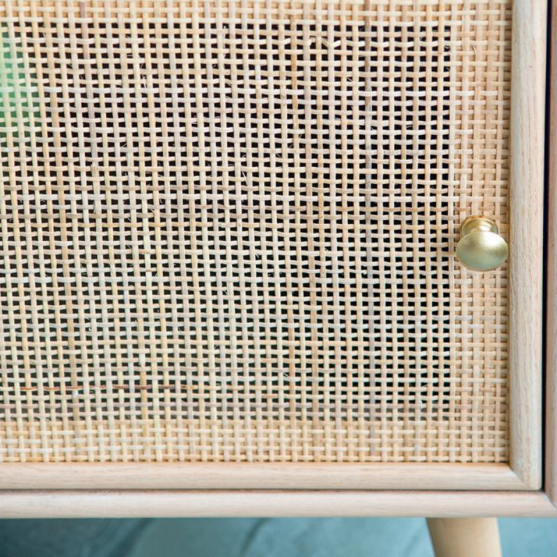 Artekko Artekko Cons MDF Κομοδίνο με Ψάθα σε Φυσική Απόχρωση (42x34.5x71)cm 48596