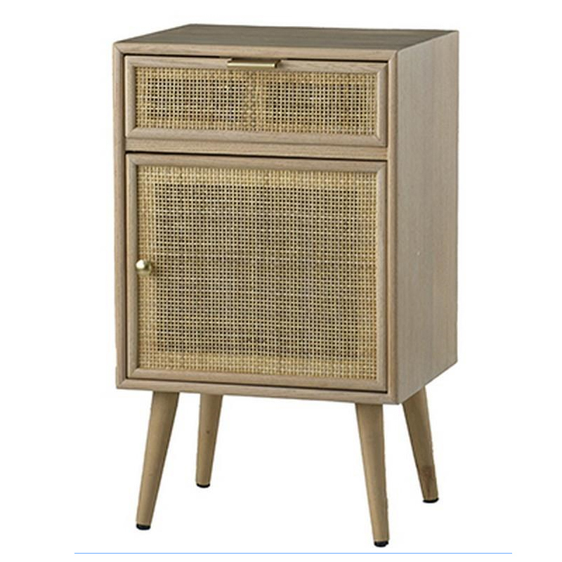 Artekko Artekko Cons MDF Κομοδίνο με Ψάθα σε Φυσική Απόχρωση (42x34.5x71)cm 48596