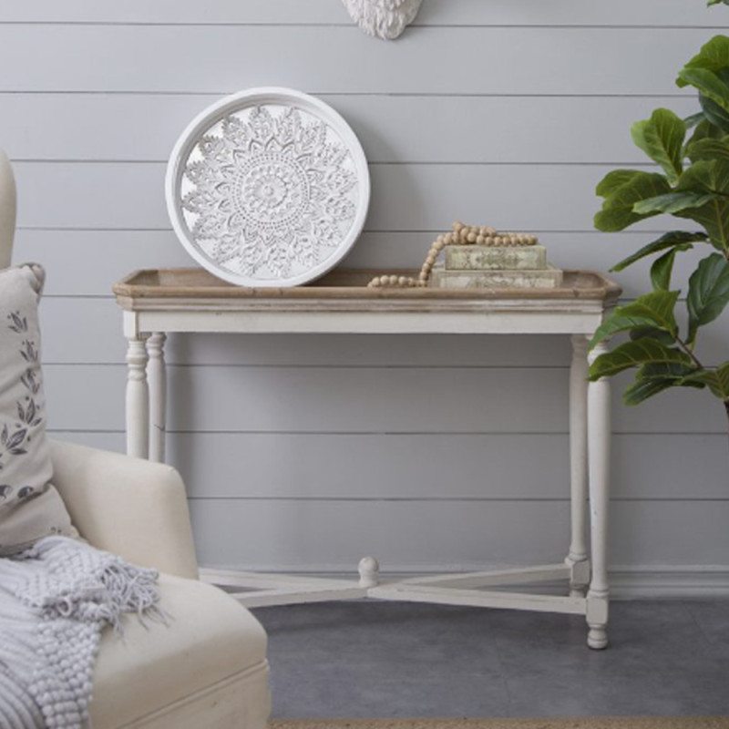 Artekko Artekko Tray Διακοσμητικός Δίσκος Σκαλιστός Ξύλο Λευκό (45.7x45.7x6.4)cm 48943