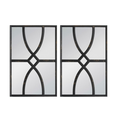 Artekko Artekko Mirror Μαύροι Ξύλινοι Καθρέφτες Τοίχου (40x3x60)cm 2pcs 49062-BLK-DS