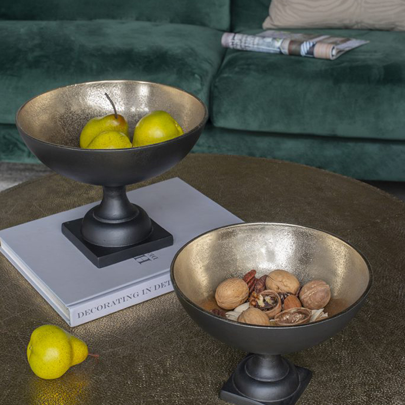 Artekko Artekko Zyra Μαύρο Διακοσμητικό Μεταλλικό Μπολ με Χρυσό (25x25x19)cm 49899