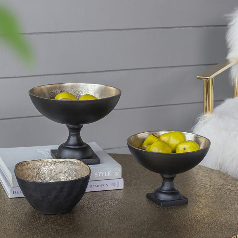 Artekko Artekko Zyra Μαύρο Διακοσμητικό Μεταλλικό Μπολ με Χρυσό (25x25x19)cm 49899