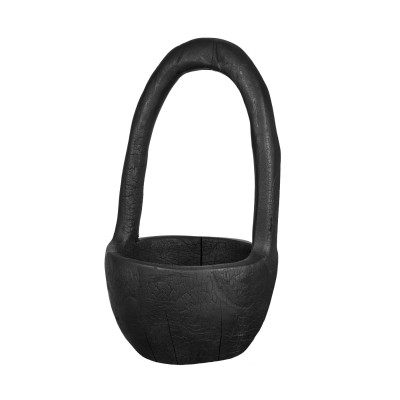 Artekko Artekko Woody Μαύρο Διακοσμητικό Μπολ με Λαβή από Ξύλο Teak (22x22x33)cm 49935-BLAC