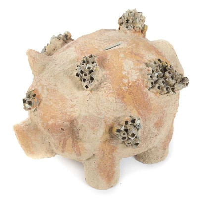 Artekko Artekko Braatrunt Γλυπτό Κουμπαράς Τερακότα Εκρού (25x20x18)cm 5-0003