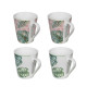 Artekko Artekko Tropical Πήλινες Κούπες με Πράσινα Φύλλα (12x8x10)cm 4pcs 60032