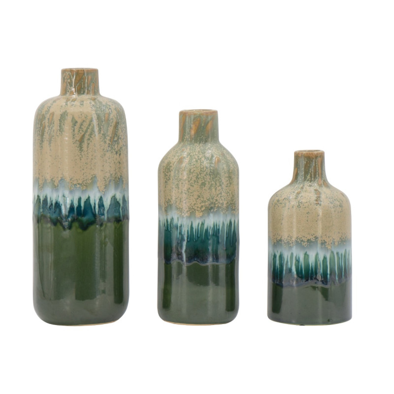 Artekko Artekko Bliss Κεραμικά Βάζα σε Μπλε και Πράσινες Αποχρώσεις (14x14x37.5)cm 60034