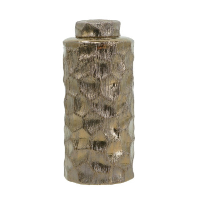Artekko Artekko Lidded Μπρονζέ Κεραμικό Διακοσμητικό Δοχείο Βάζο με Καπάκι (14x14x32.5)cm 61005