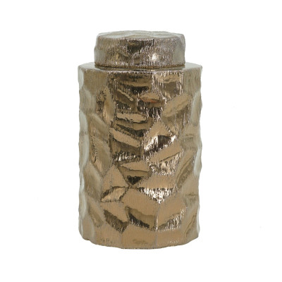 Artekko Artekko Lidded Μπρονζέ Κεραμικό Διακοσμητικό Δοχείο Βάζο με Καπάκι (15x15x25)cm 61006