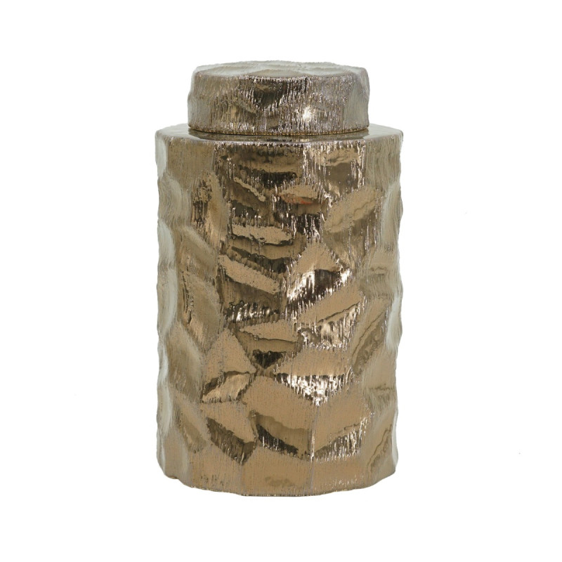 Artekko Artekko Lidded Μπρονζέ Κεραμικό Διακοσμητικό Δοχείο Βάζο με Καπάκι (15x15x25)cm 61006