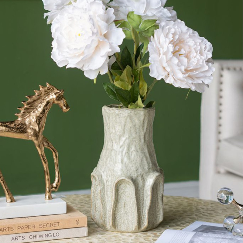 Artekko Artekko Akali Μπεζ Κεραμικό Διακοσμητικό Βάζο (18x18x29.5)cm 61164